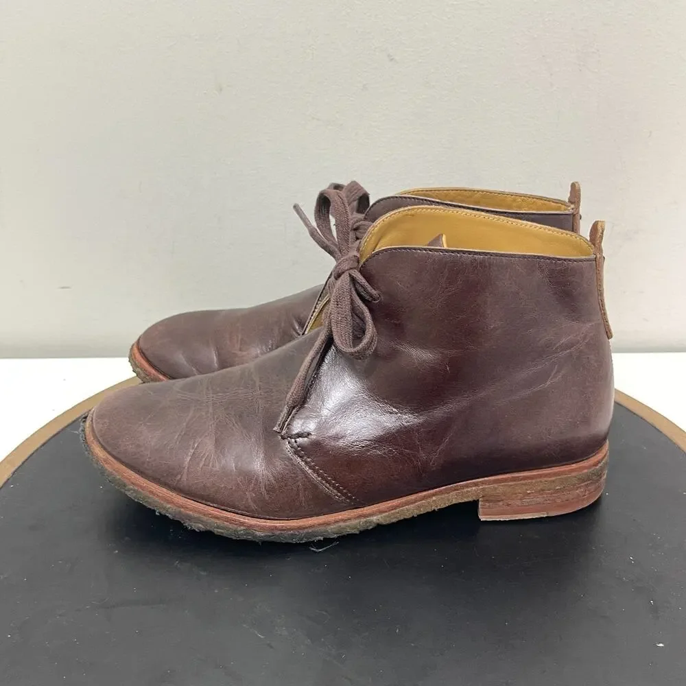 Bernardo Chukka Boots Men 9 Brown Leather Ankle Lace Up Desert Crepe Sole Preppy